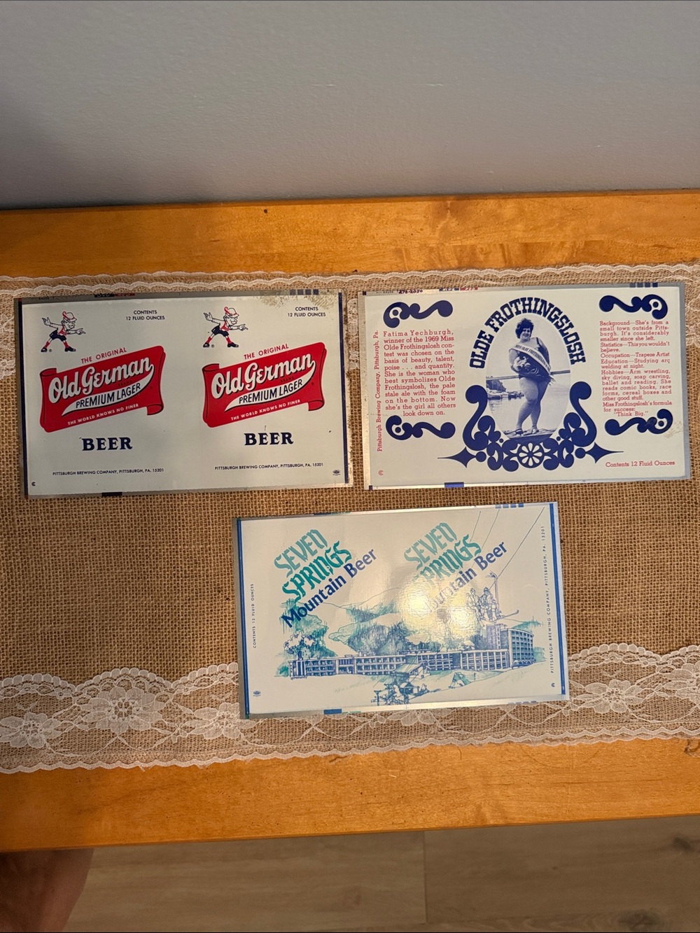 Vintage Beer Label Set - Red, Blue, Teal Labels